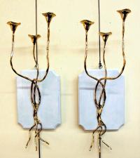 Pair Modernist Brass Wall Sconces