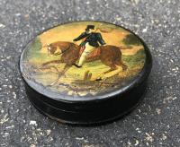 English snuff box with horse and rider c1800