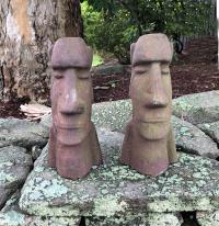 Vintage Easter Island cast iron sculptures c1930