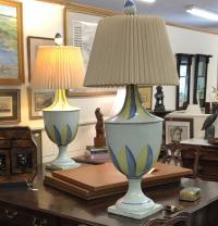 Pair of Italian tin glazed pottery lamps