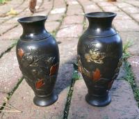 Pair of bronze Japanese Meiji vases