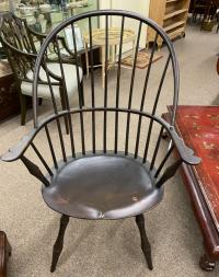 D R Dimes bow back Windsor arm chair in black paint