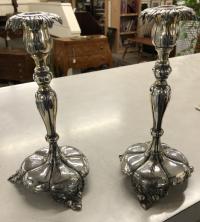 19th c European silver candlesticks