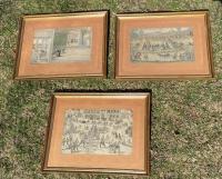 Set of 17th c Belgian colored engravings