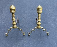 Early American brass beehive andirons c1825
