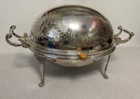 English silver plate roll top chafing dish