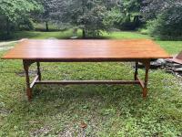 D R Dimes tiger maple trestle dining table
