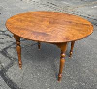 D R Dimes round tiger maple table