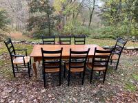 Tiger maple dining table by Lenoards of Seekonk Mass