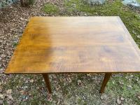 Vintage tiger maple country kitchen table hand crafted