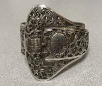 Vintage Asian pierce carved sterling silver bracelet