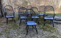 Threharn 8 Windsor dining chairs in black