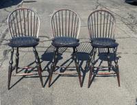 Vintage set of 3 D R Dimes Windsor island chairs in black