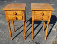 RARE diminutive pair of tiger maple night stands