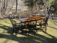 Six black Windsor chairs by Warren Chair Works