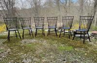 D R Dimes birdcage Windsor chairs in black paint