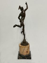 Antique bronze figure of Mercury on marble base c1900