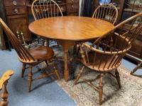 D R Dimes round tiger maple dining table