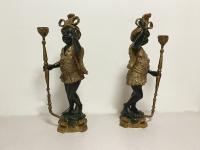 Venetian bronze blackamoor pair of figures