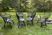 D R Dimes crackle black Windsor chairs with bamboo turnings