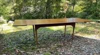 D R Dimes tiger maple dining table with two leaves