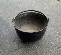 18thc cast iron kitchen cauldron on tripod base