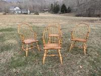 D R Dimes pine continuous arm Windsor chairs