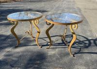 Vintage Italian gilt iron and glass tables