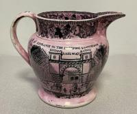 Liverpool and Manchester Railway pink luster jug c1830