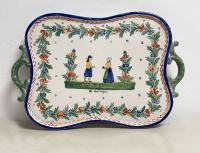 H R Quimper tea tray c1910