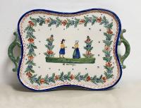 H R Quimper tea tray c1910