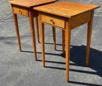 Pair of tiger maple one drawer stands