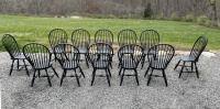 Set of 12 black country Windsor chairs c1920