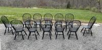 Set of 12 black country Windsor chairs c1920