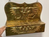 Early 19thc embossed brass candle box