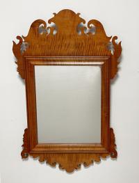 Tiger maple Chippendale style wall mirror