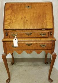 Eldred Wheeler tiger maple desk in Queen Anne style