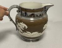 RARE large Staffordshire silver luster hunt jug c1810