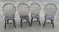 Four D R Dimes crackle black Windsor chairs