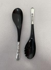 Sterling silver and bakelite salad fork and spoon