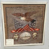 Japanese silkwork American eagle and flag embroidery