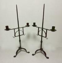 Early American style wrought iron candlesticks