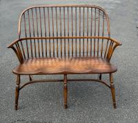 D R Dimes oak settee in the English Windsor style