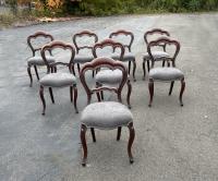 American walnut balloon back dining chairs c1865