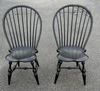Pair D R Dimes crackle black side chairs