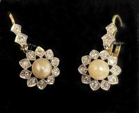 18k platinum pearl and diamond earrings