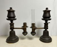 Pair of bronze Argand lamps c1820