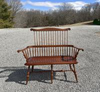 D R Dimes comb back Windsor settee with knuckle arms