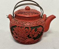 Chinese cinnabar over earthenware teapot