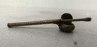 Japanese bronze travel brush and inkpot